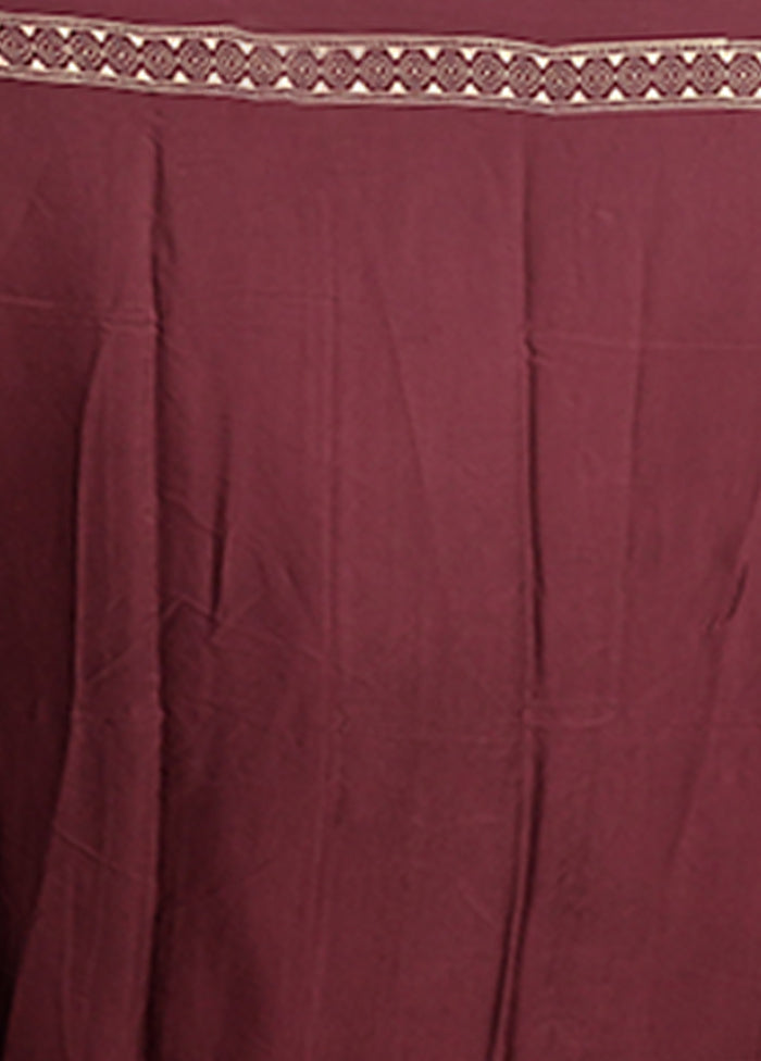 Maroon Printed Pure Silk Saree Without Blouse Piece