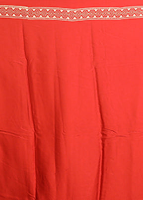 Red Printed Pure Silk Saree Without Blouse Piece