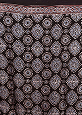 Black Printed Pure Silk Saree Without Blouse Piece