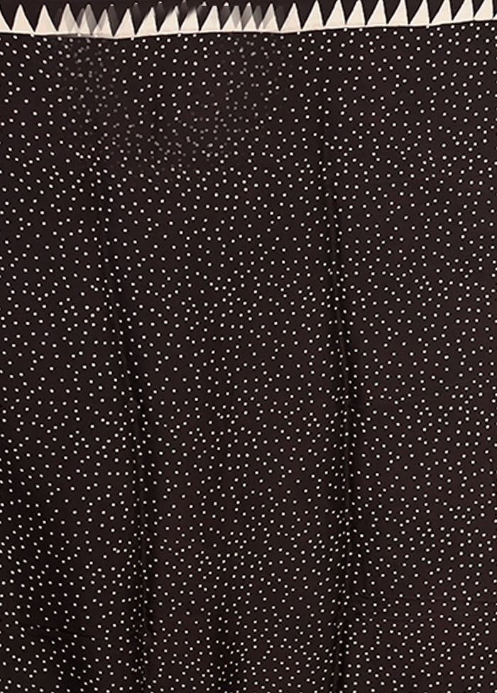 Black Printed Pure Silk Saree Without Blouse Piece