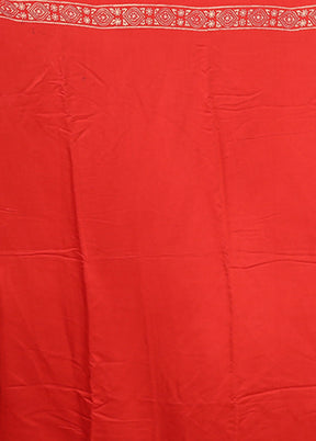 Red Printed Pure Silk Saree Without Blouse Piece