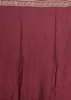 Purple Printed Pure Silk Saree Without Blouse Piece