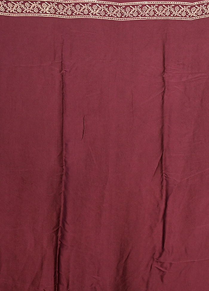 Purple Printed Pure Silk Saree Without Blouse Piece