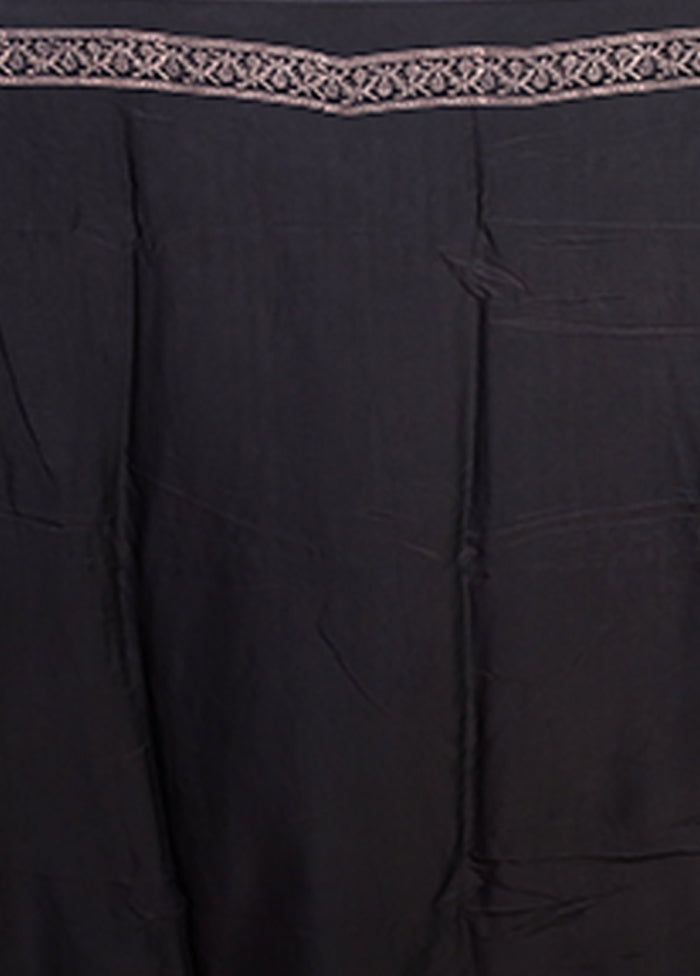 Black Printed Pure Silk Saree Without Blouse Piece
