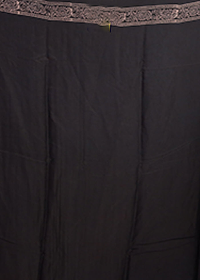 Black Printed Pure Silk Saree Without Blouse Piece