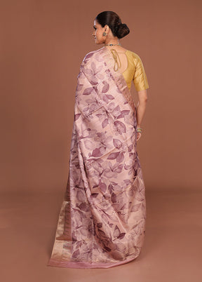 Pink Tussar Silk Saree With Blouse Piece