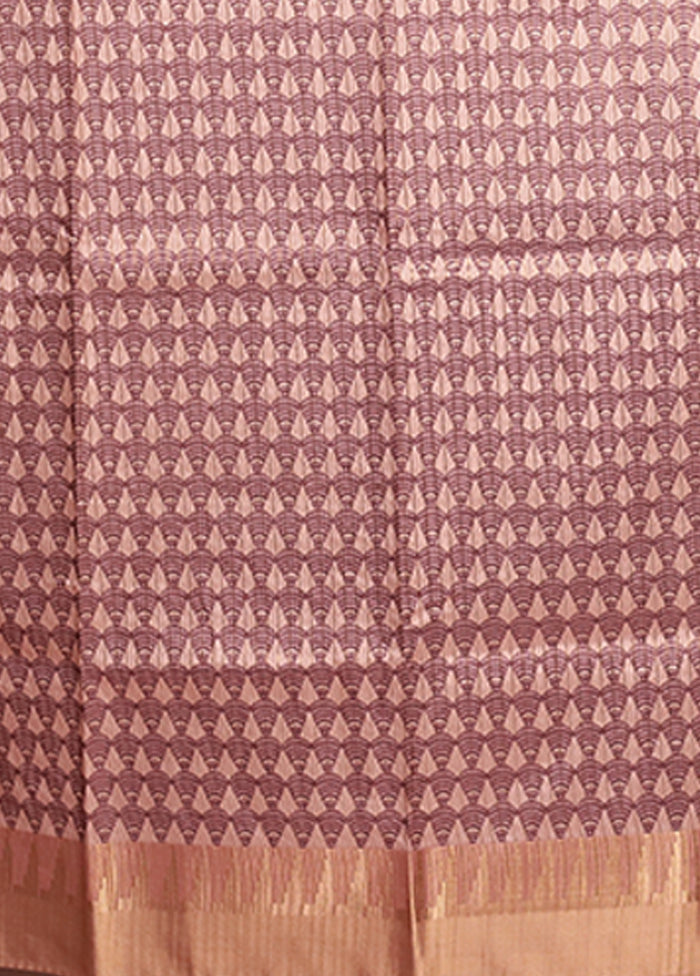 Pink Tussar Silk Saree With Blouse Piece