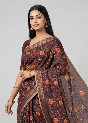 Purple Tussar Silk Saree With Blouse Piece