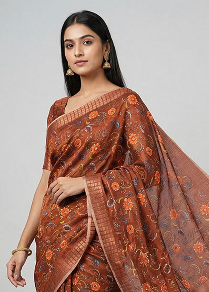 Red Tussar Silk Saree With Blouse Piece