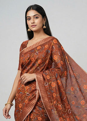 Red Tussar Silk Saree With Blouse Piece