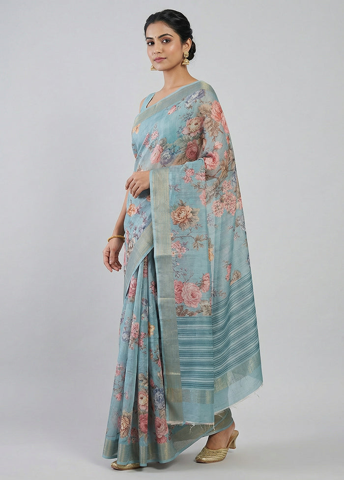 Green Tussar Silk Saree With Blouse Piece