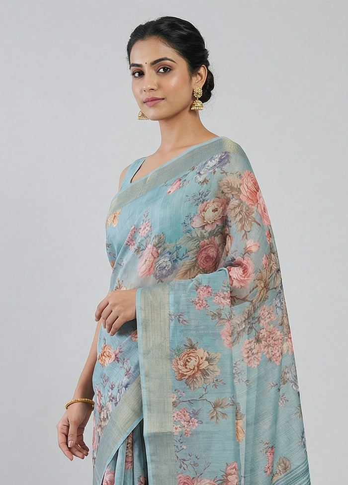 Green Tussar Silk Saree With Blouse Piece