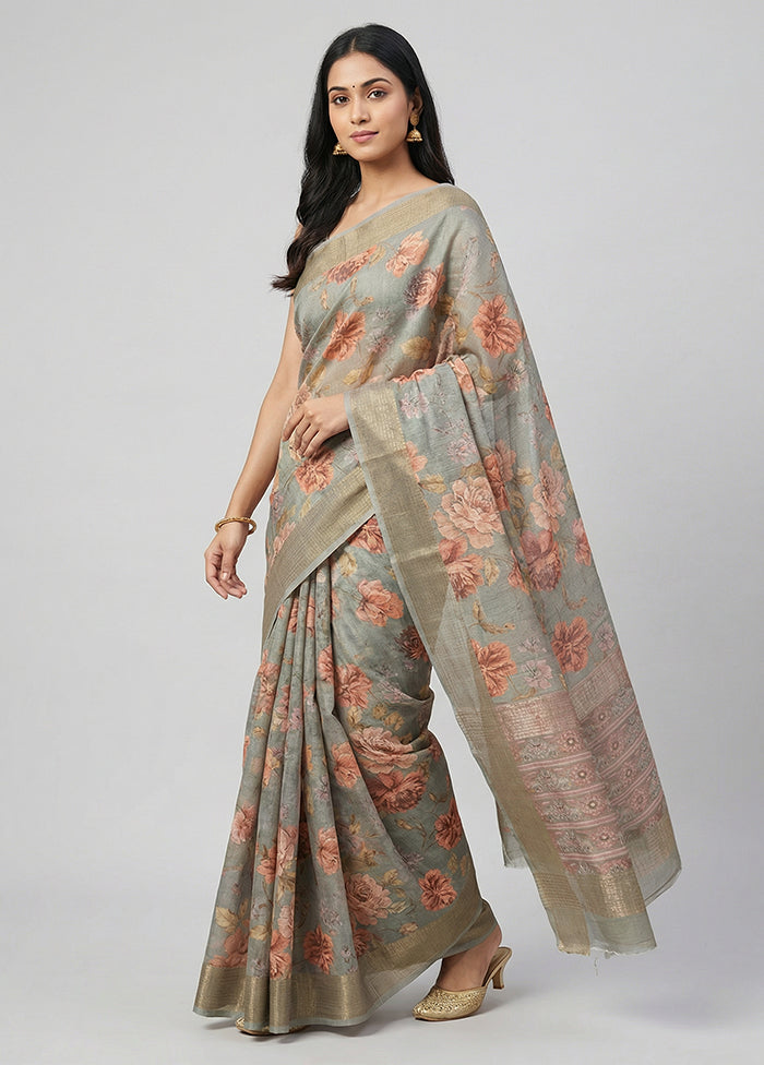 Green Tussar Silk Saree With Blouse Piece