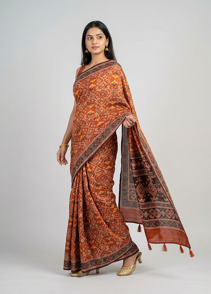 Maroon Tussar Silk Saree With Blouse Piece
