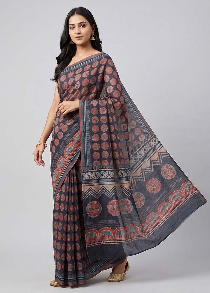 Black Tussar Silk Saree With Blouse Piece