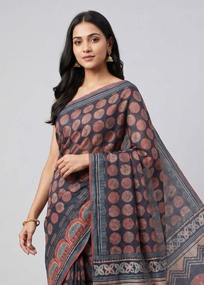 Black Tussar Silk Saree With Blouse Piece