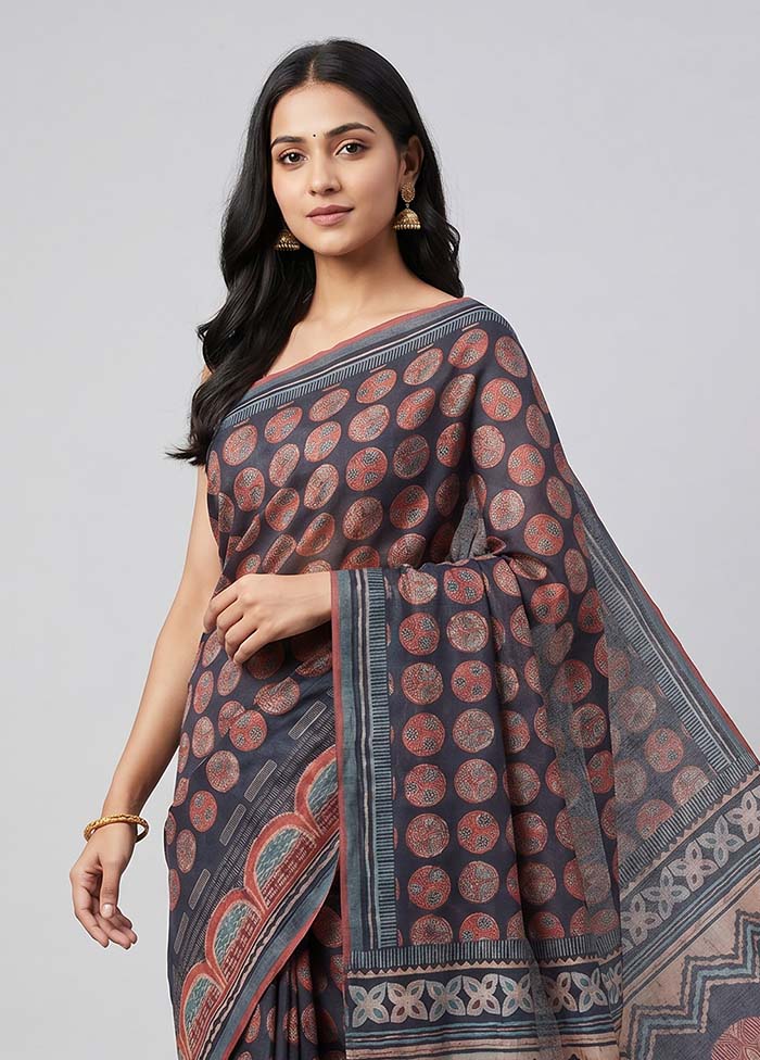 Black Tussar Silk Saree With Blouse Piece