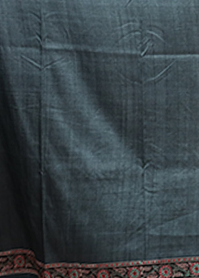 Grey Tussar Silk Saree With Blouse Piece