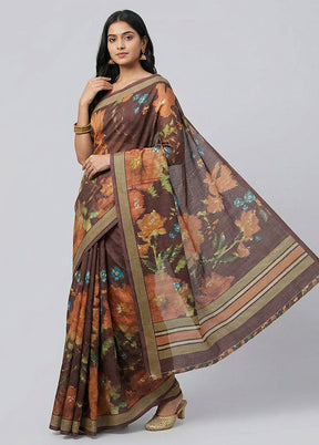 Maroon Tussar Silk Saree With Blouse Piece