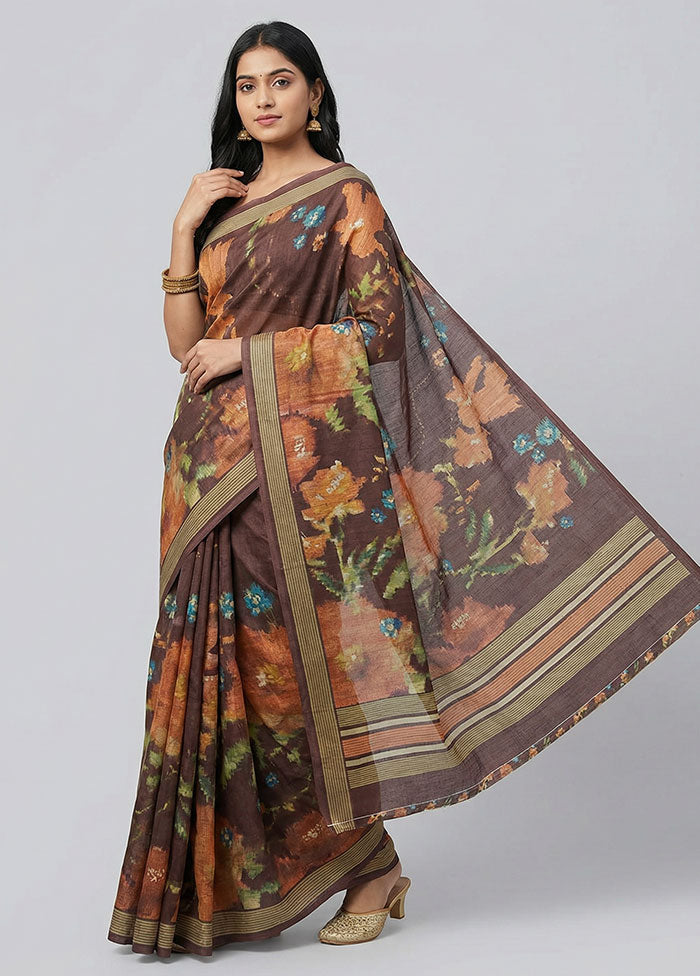 Maroon Tussar Silk Saree With Blouse Piece