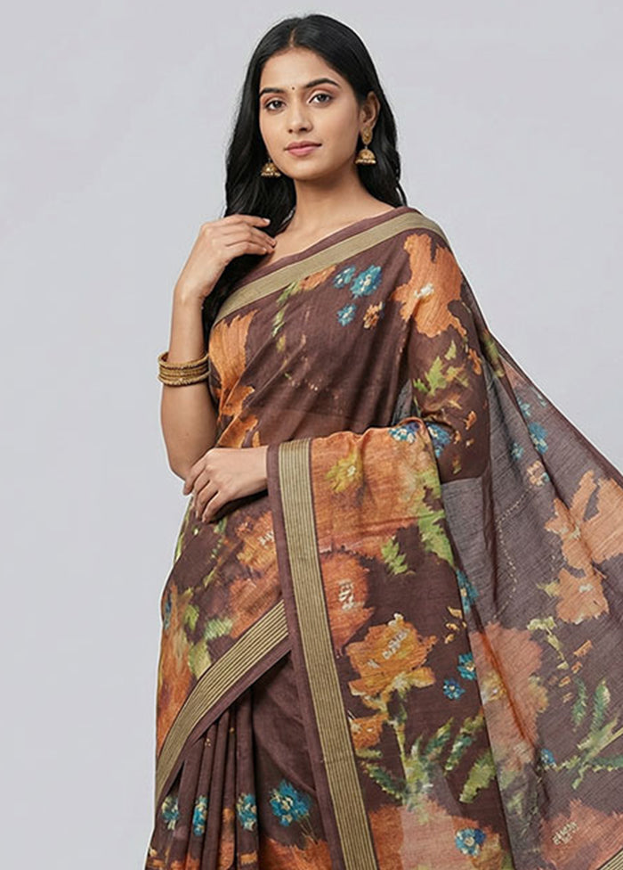 Maroon Tussar Silk Saree With Blouse Piece