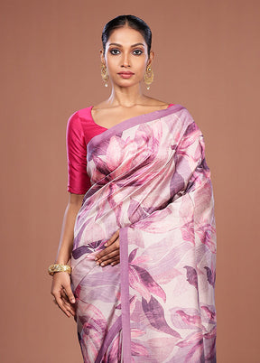 Purple Tussar Silk Saree With Blouse Piece