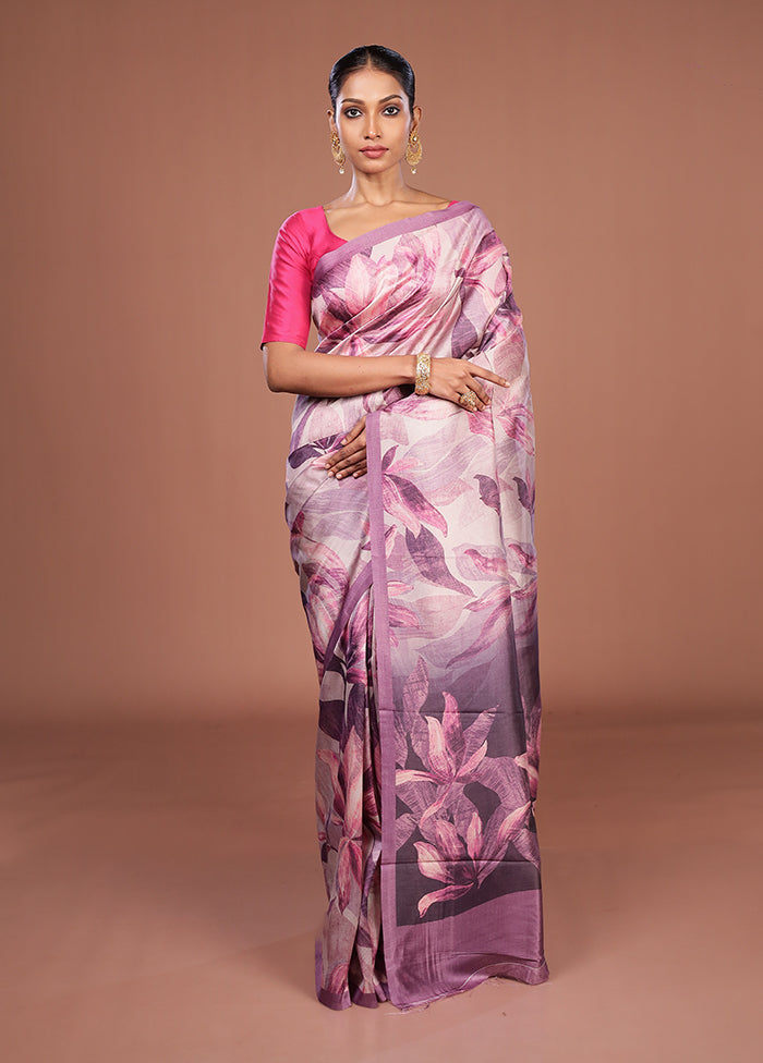 Purple Tussar Silk Saree With Blouse Piece