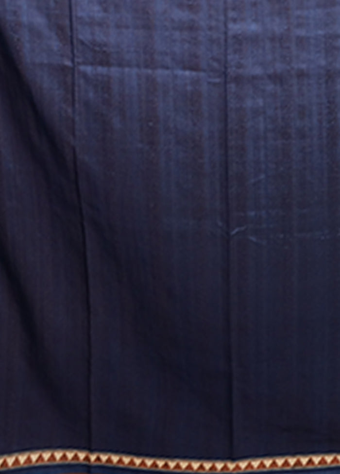 Blue Tussar Silk Saree With Blouse Piece