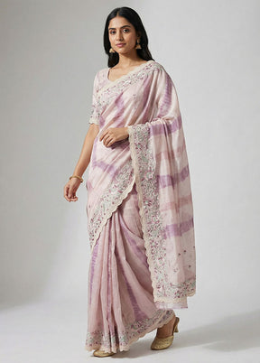 Pink Tussar Silk Saree With Blouse Piece