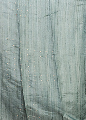 Green Tussar Silk Saree With Blouse Piece