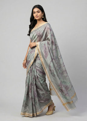 Cream Tussar Silk Saree With Blouse Piece