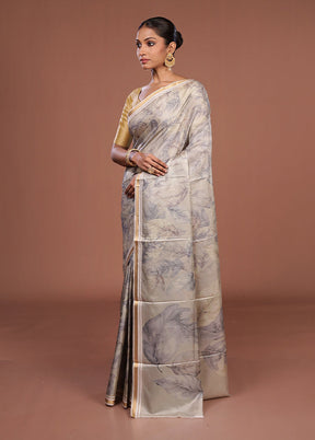 Cream Tussar Silk Saree With Blouse Piece