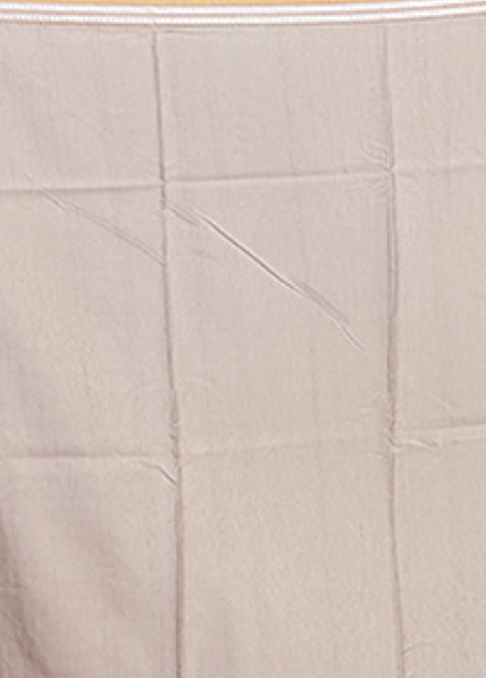 Cream Tussar Silk Saree With Blouse Piece