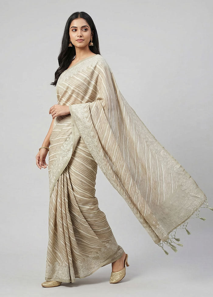 Green Tussar Silk Saree With Blouse Piece