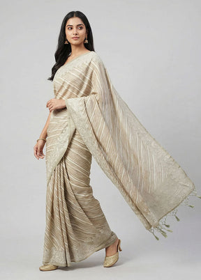 Green Tussar Silk Saree With Blouse Piece