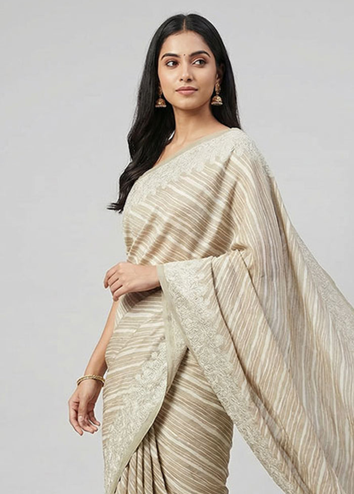 Green Tussar Silk Saree With Blouse Piece