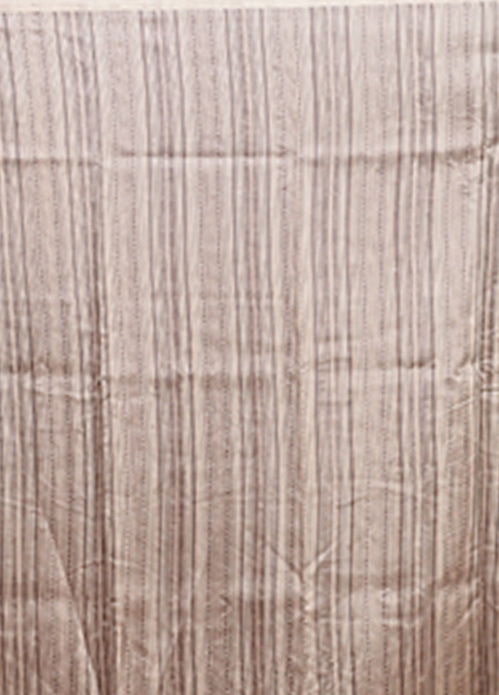Cream Tussar Silk Saree With Blouse Piece