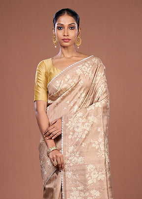 Brown Tussar Silk Saree With Blouse Piece