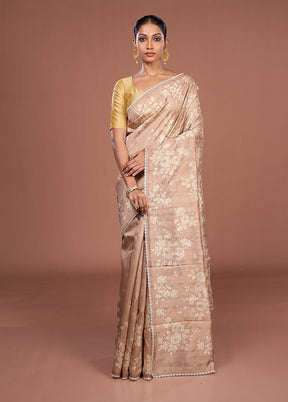 Brown Tussar Silk Saree With Blouse Piece