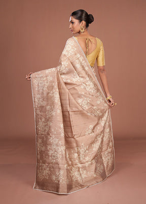 Brown Tussar Silk Saree With Blouse Piece
