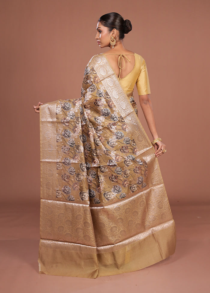 Green Tussar Silk Saree With Blouse Piece