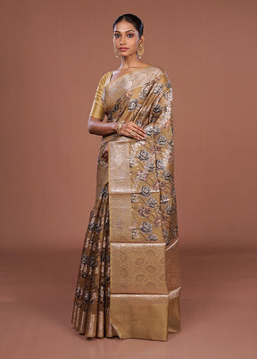 Green Tussar Silk Saree With Blouse Piece