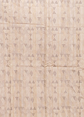 Cream Tussar Silk Saree With Blouse Piece