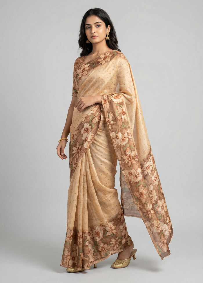 Yellow Tussar Silk Saree With Blouse Piece