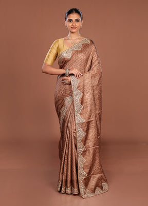 Cream Tussar Silk Saree With Blouse Piece