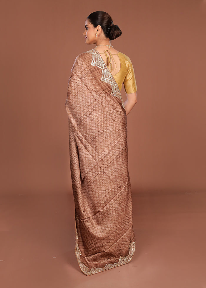 Cream Tussar Silk Saree With Blouse Piece