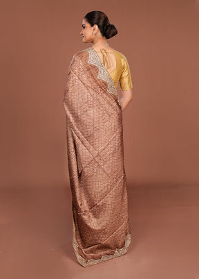Cream Tussar Silk Saree With Blouse Piece