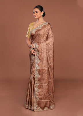 Cream Tussar Silk Saree With Blouse Piece