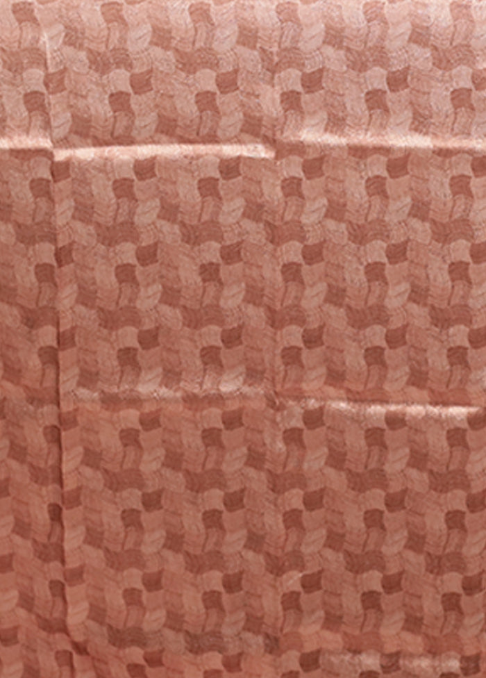 Peach Tussar Silk Saree With Blouse Piece