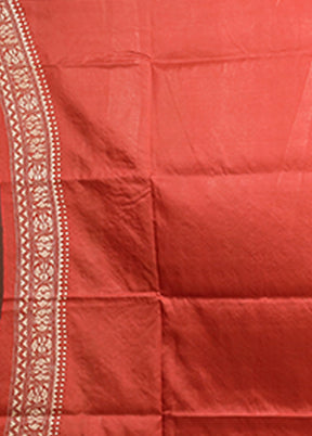 Maroon Handloom Kantha Stitch Pure Silk Saree With Blouse Piece